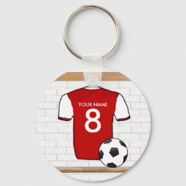 Chaveiro Vermelho Personalizado com Futebol Branco Jersey