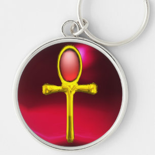 Chaveiro VERMELHO TALISMAN,DOURADO ANKH Eternal Life Symbol