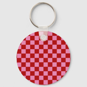 Chaveiro Vermelho Xadrez e Rosa Quente 