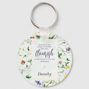 Chaveiro Versículo Bíblico de Flor Silvestre Aquarela Perso