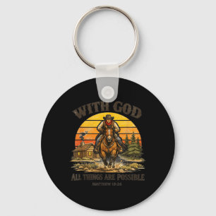 Chaveiro Versículo da Bíblia Cristã Cowboy Ocidental País J