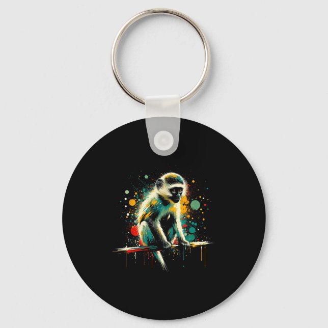 Chaveiro Vervet Monkey Minimalist And Vibrant Style Christm (Frente)
