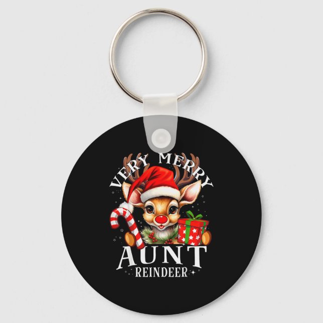 Chaveiro Very Merry Aunt Reindeer Matching Christmas  (Frente)