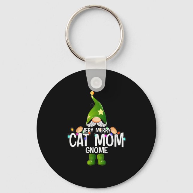 Chaveiro Very Merry Cat Mom Gnome Christmas Matching  (Frente)