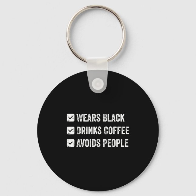 Chaveiro Veste preto bebe café evita pessoas  (Frente)