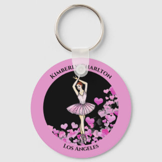 Chaveiro Vestido Rosa Ballerina com fundo negro de coração