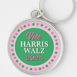 Chaveiro Vestido Verde Rosa 2024 Vote Harris Walz