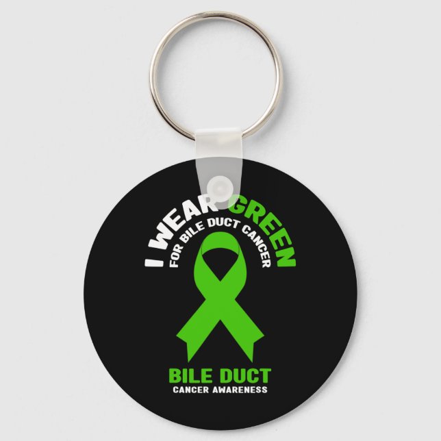 Chaveiro Vestir Verde Para A Consciência Do Cancer De Dutos (Frente)