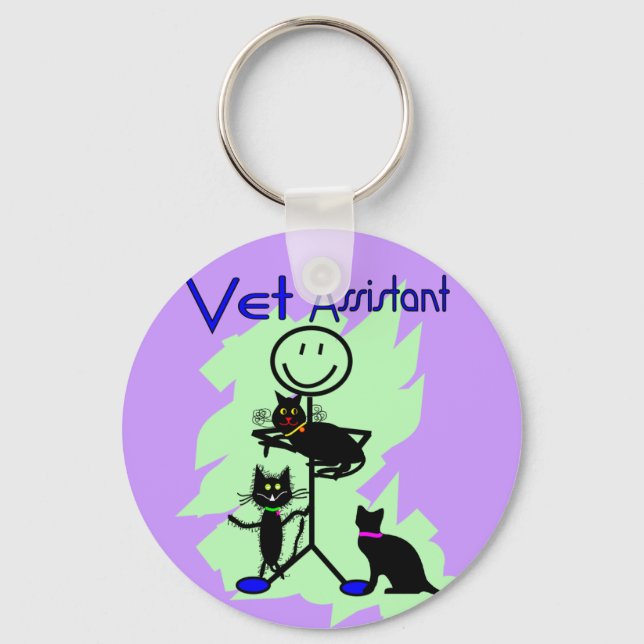 Chaveiro Vet Assistant Stick Person With Black Cats (Frente)