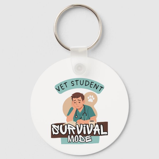 Chaveiro Vet Student Survival Mode – Vet Student Design (Frente)
