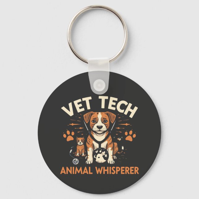 Chaveiro Vet Tech Animal Whperer Cute Puppy Stethoscope (Frente)