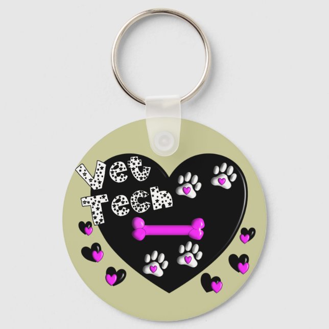 Chaveiro Vet Tech BLACK AND WHITE HEARTS (Frente)