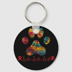 Chaveiro Veterinária Rainbow Paw Print Heartbeat Vet Tech
