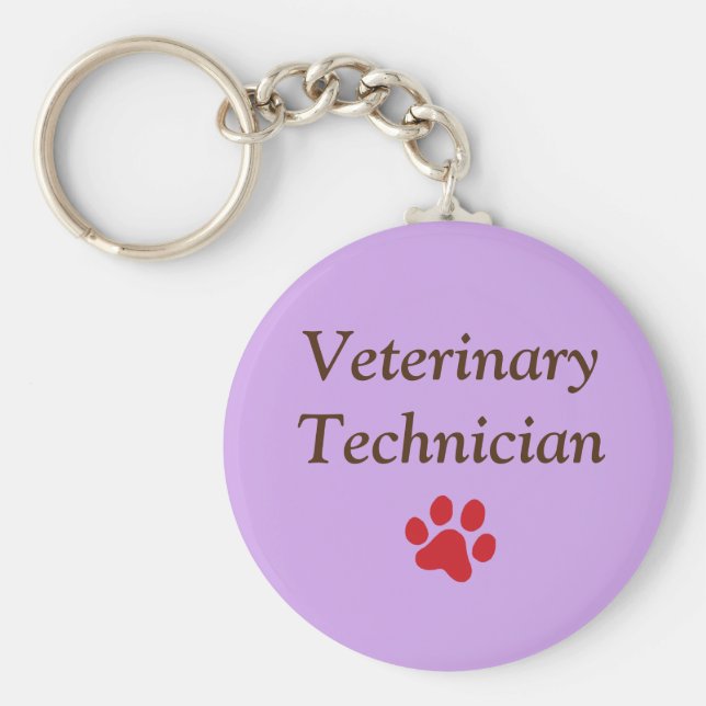 Chaveiro Veterinário Técnico/Red Paw Print/Purple (Frente)