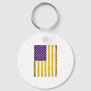 Chaveiro Vetor de bandeira americana roxa e dourada desgast