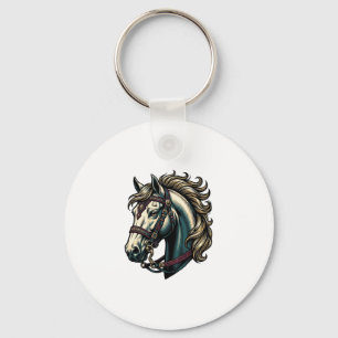 Chaveiro Vetor de Cabeça de Cavalo de Gravura Antiga