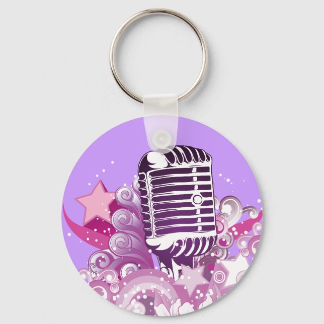 Chaveiro vetor de microfone diva vintage (Frente)