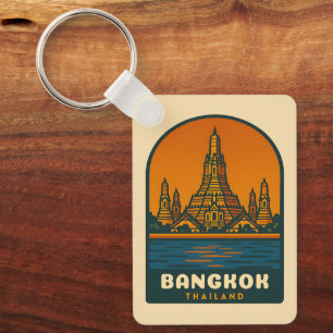 Chaveiro Viagem Antiga Banguecoque Tailândia Gráfico Retro