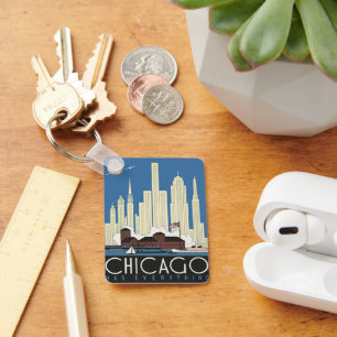 Chaveiro Viagem Antiga Chicago Tem Tudo Silhueta da Cidade