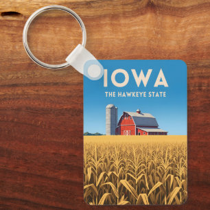 Chaveiro Viagem Antiga Iowa Paisagem Rural Retrô Coração