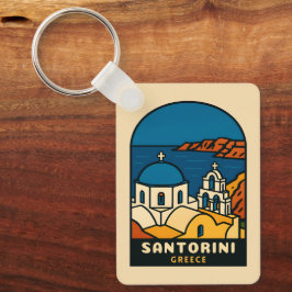 Chaveiro Viagem Antiga Santorini Grécia Beira-Mar Retrô