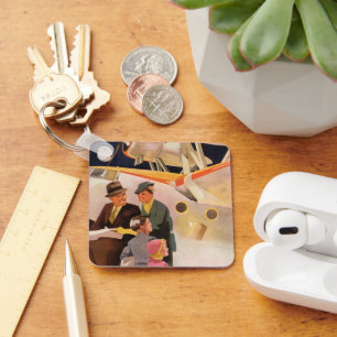 Chaveiro Viagem de Família Antiga de Hidroavião com Hélices