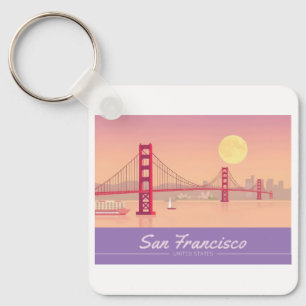 Chaveiro Viagem de Pastel Ouro da ponte de São Francisco