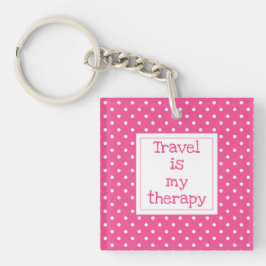 Chaveiro Viagem é a minha terapia pontos rosas e brancos mo