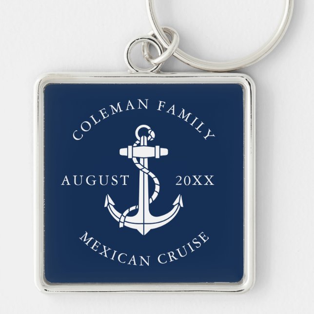 Chaveiro Viagem em Família com Âncora Náutica Personalizada (Frente)