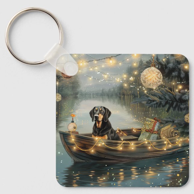 Chaveiro Viagem Festiva de Natal do Bluetick Coonhound (Frente)
