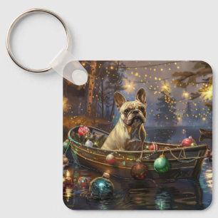 Chaveiro Viagem Festiva de Natal do Bulldog Francês