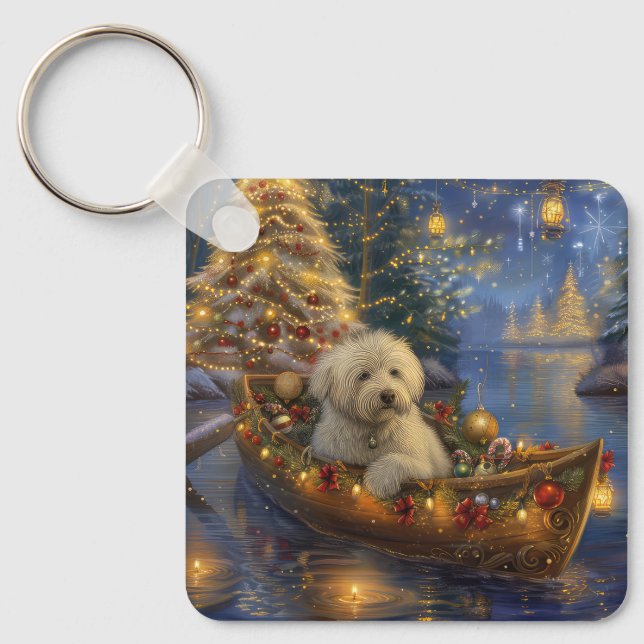 Chaveiro Viagem Festiva de Natal do Coton De Tulear (Frente)