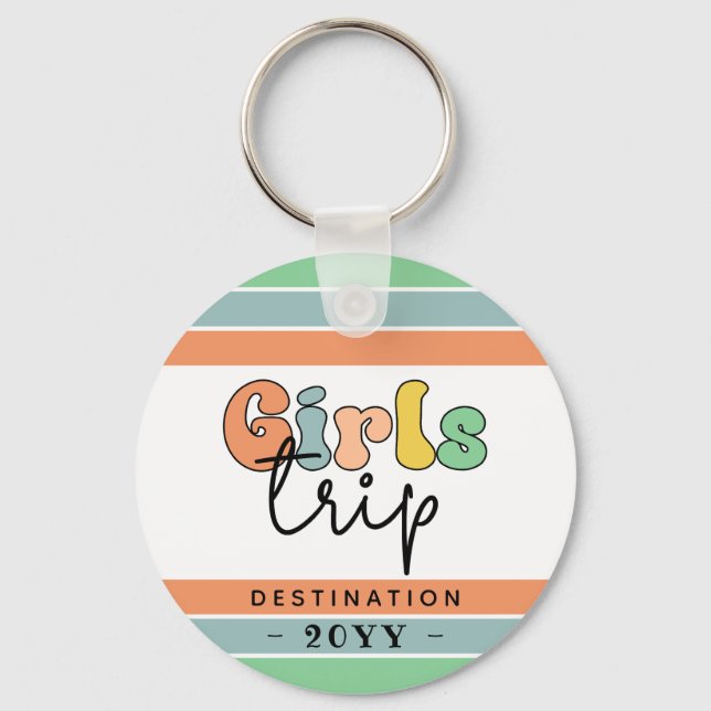 Chaveiro Viagem Personalizada de Raparigas Retro | Girls Fi (Frente)