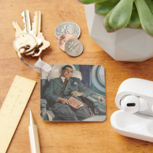 Chaveiro Viagens de Negócios Vintage, Lendo no Avião