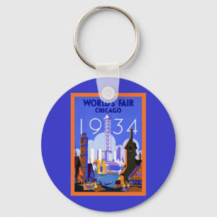 Chaveiro Viagens vintage 1934 do ~ de Chicago da feira de