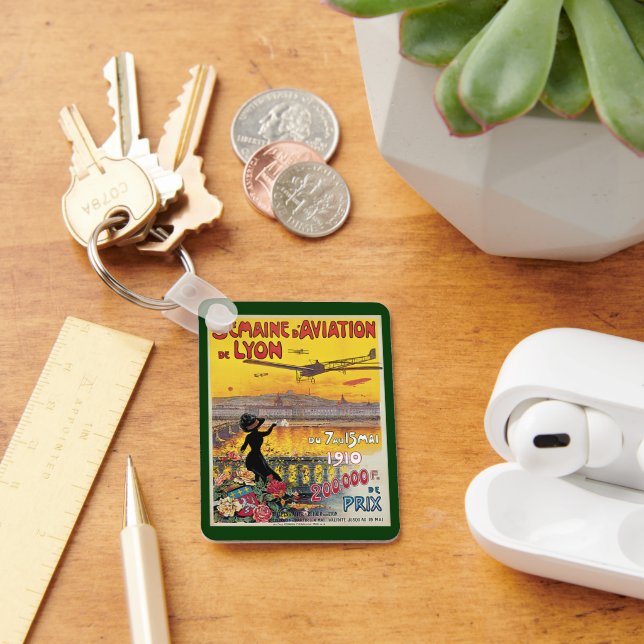 Chaveiro Viagens vintage, Airplanes Air Show, Lyon, França (Mesa)