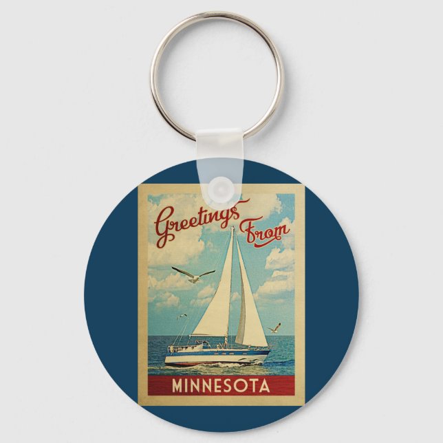 Chaveiro Viagens vintage do Minnesota Sailboat (Frente)