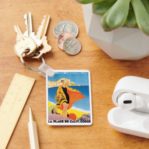 Chaveiro Viagens vintage, Férias de Praia em Calvi, Córse