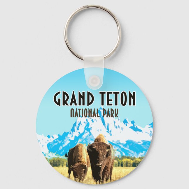 Chaveiro Viagens vintage Grand Teton Park Wyoming (Frente)
