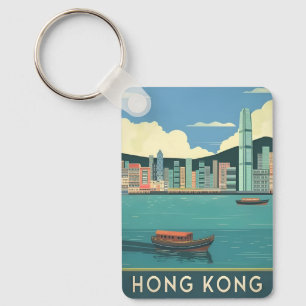 Chaveiro Viagens vintage Hong Kong China - Visão Geral da C