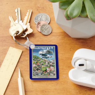 Chaveiro Viagens vintage, Mapa de Nantucket Island, MÃE