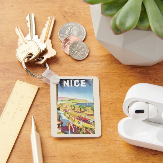 Chaveiro Viagens vintage, Nice, França, Riviera (Mesa)