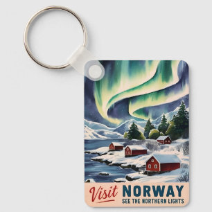Chaveiro Viagens vintage Noruega Luzes Nortes Retrocêntrica