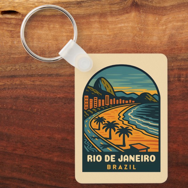 Chaveiro Viagens vintage Rio de Janeiro Copacabana Beach (Frente)