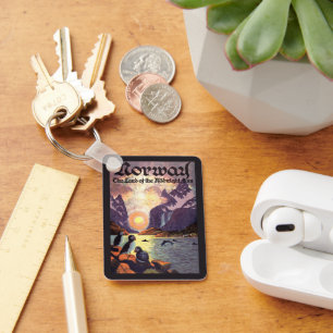 Chaveiro Viagens vintage, terra do fiorde de Noruega de Sun