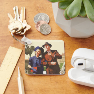 Chaveiro Viagens vintage, Turistas em Visita de Férias