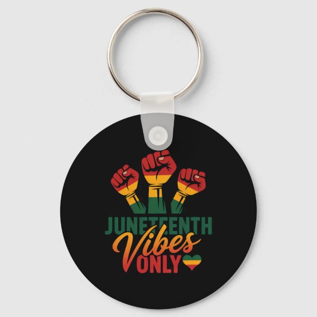 Chaveiro Vibrações de Juneteenth Somente Punho História Neg (Frente)