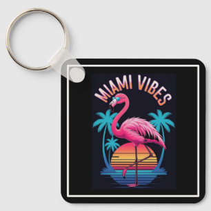 Chaveiro Vibrações de Miami Design de Flamingo de Verão-634