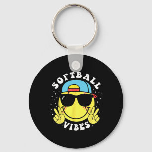 Chaveiro Vibrações de Softball Beisebol Retro Groovy Dia de