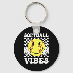 Chaveiro Vibrações de Softball Softball Retro Groovy Dia de
